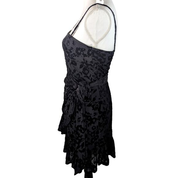 Free People Olivia Velvet Burnout Slip Black Y2K Ruffle Sleeveless Strappy S - Picture 4 of 9